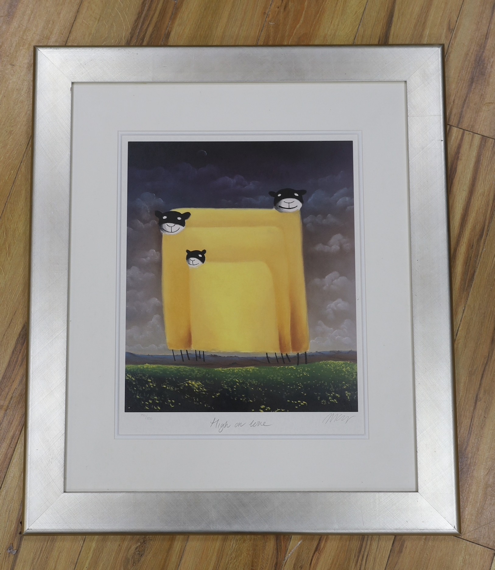 Mackenzie Thorpe (b.1956), limited edition print, ‘High on Love’, signed, inscribed, edition 790/850, 50 x 40cm